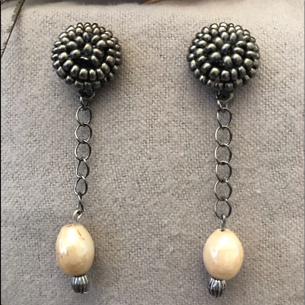 Pewter glass bead earrings